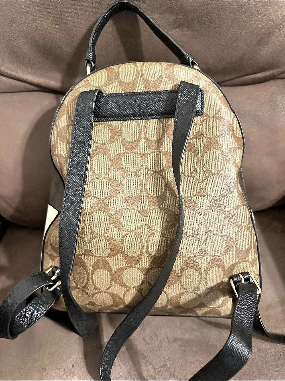 Coach Court Backpack In Signature Canvas Brown & Black